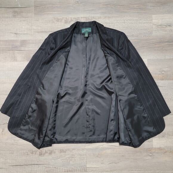 Ralph Lauren LRL 100% Wool Blazer Jacket Plus Size 22W Striped Career Work Top - Picture 2 of 9